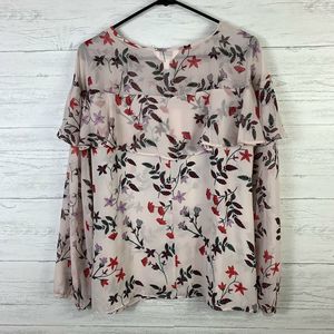 LC Lauren Conrad Blouse Sheer Floral L